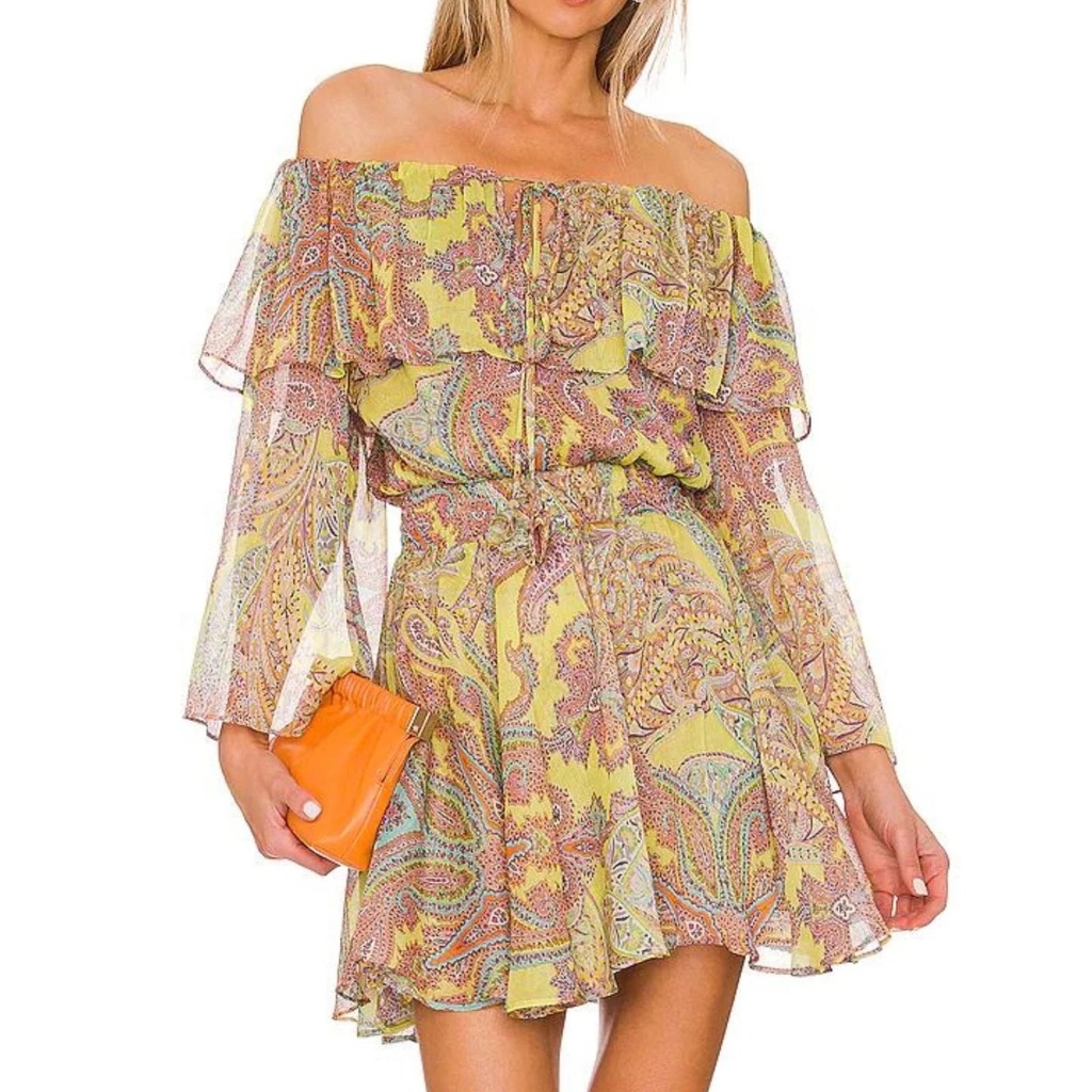 Misa Pamela Dress In Ischia Neon Paisley